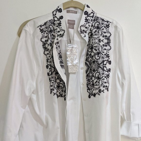 Chico's Tops - Chicos Plus size embroidery shirt NEW w/t